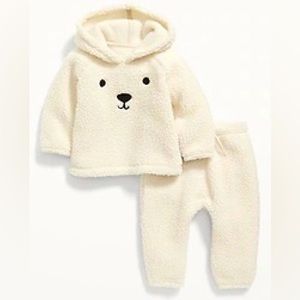 Unisex Sherpa Hoodie and Pants Set for Baby